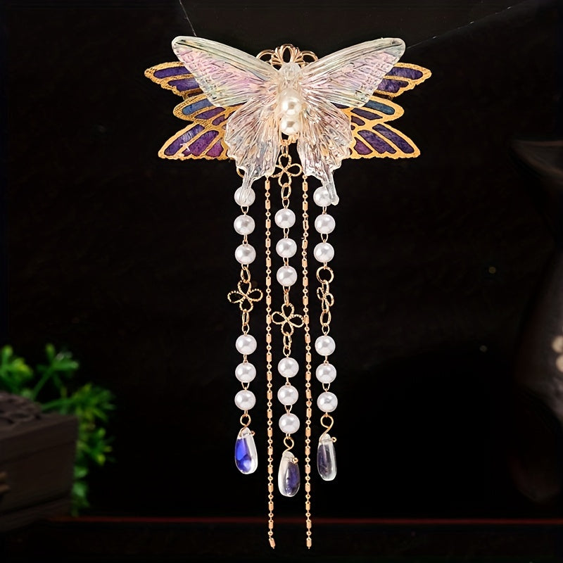 Vintage Hanfu Hair Clips Butterfly Tassel Traditional Hair Accessories