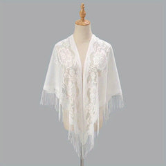 Lace Hollow Tassel Shawl Women Windproof Scarf Triangle Shawl