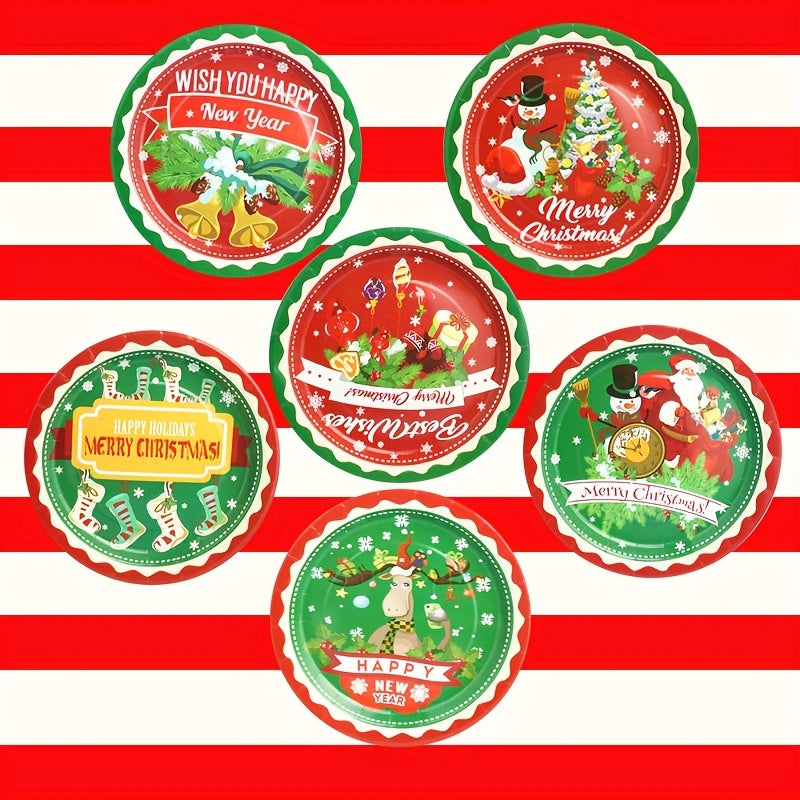 10pcs Christmas Beach Theme Disposable Dinner Plate Paper Cup Tableware