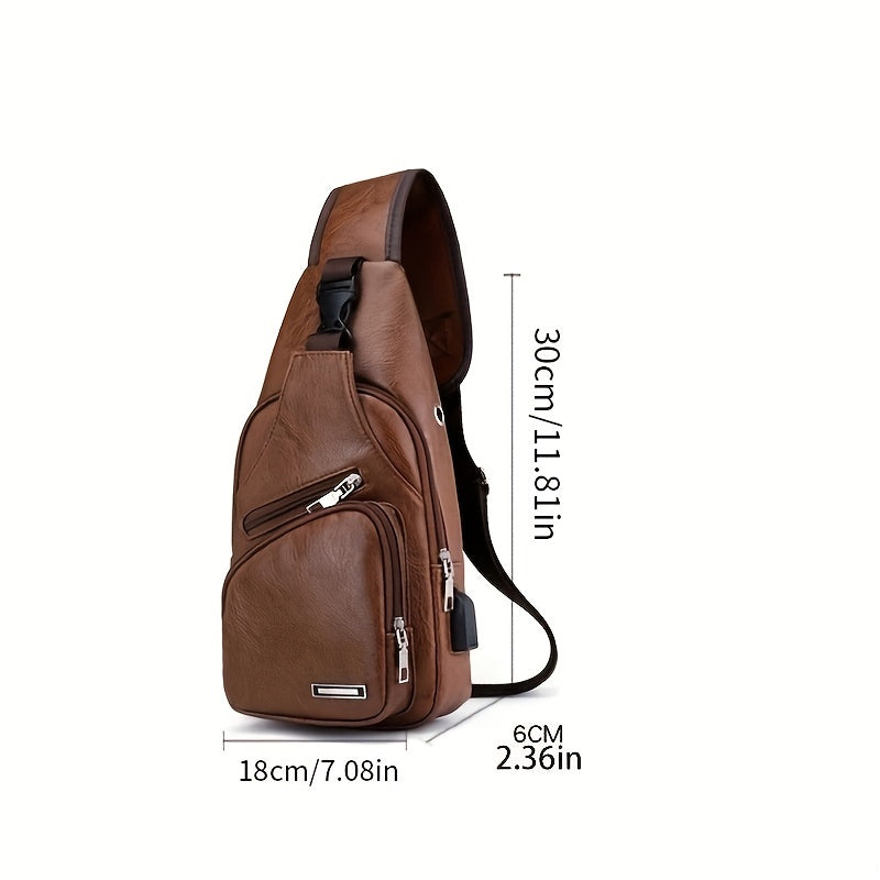 Men's Crossbody Bag With USB Charging Port Outdoor Shoulder Bag