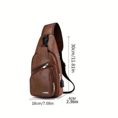 Men's Crossbody Bag With USB Charging Port Outdoor Shoulder Bag