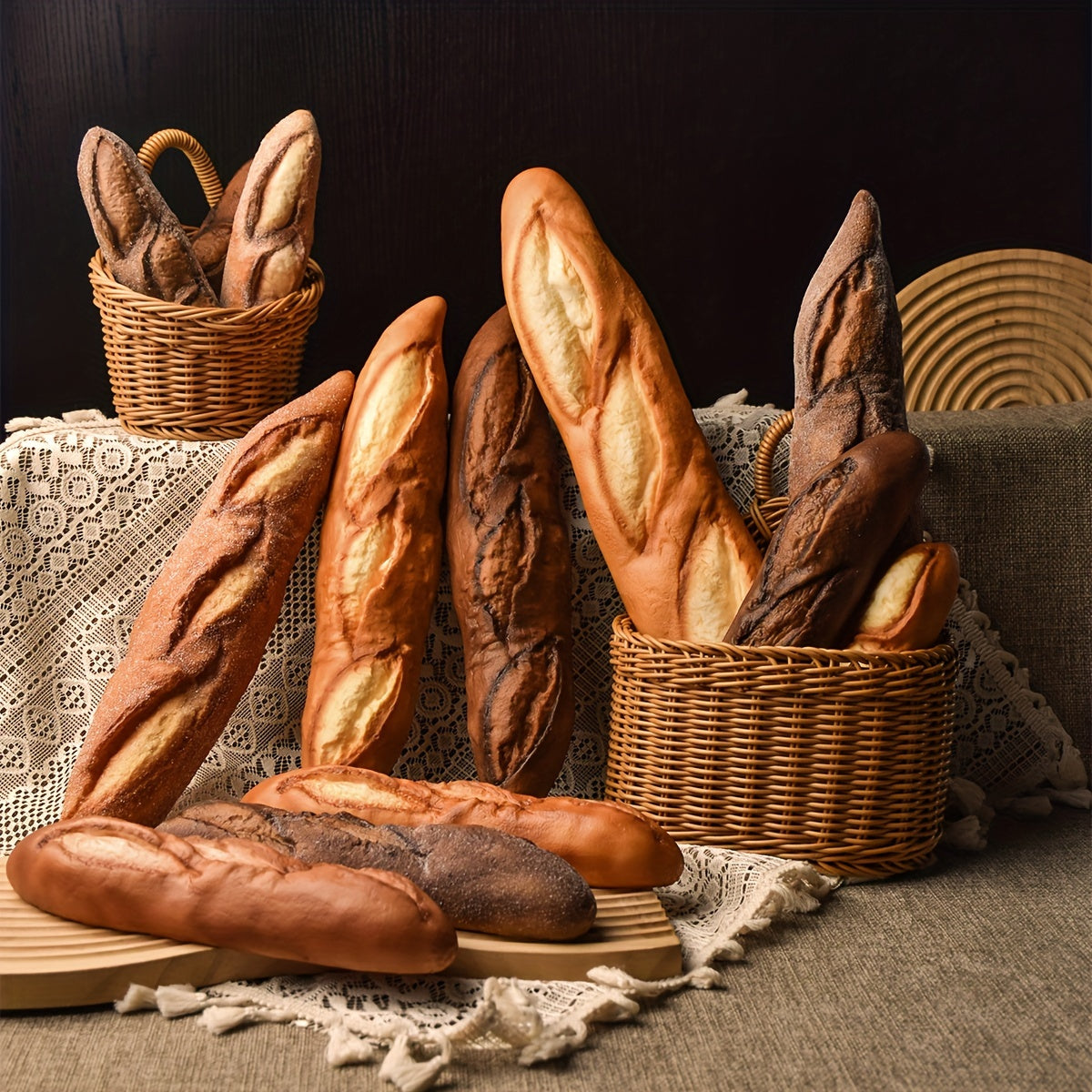 3pcs Realistic French Baguette Models for Baking and Photography