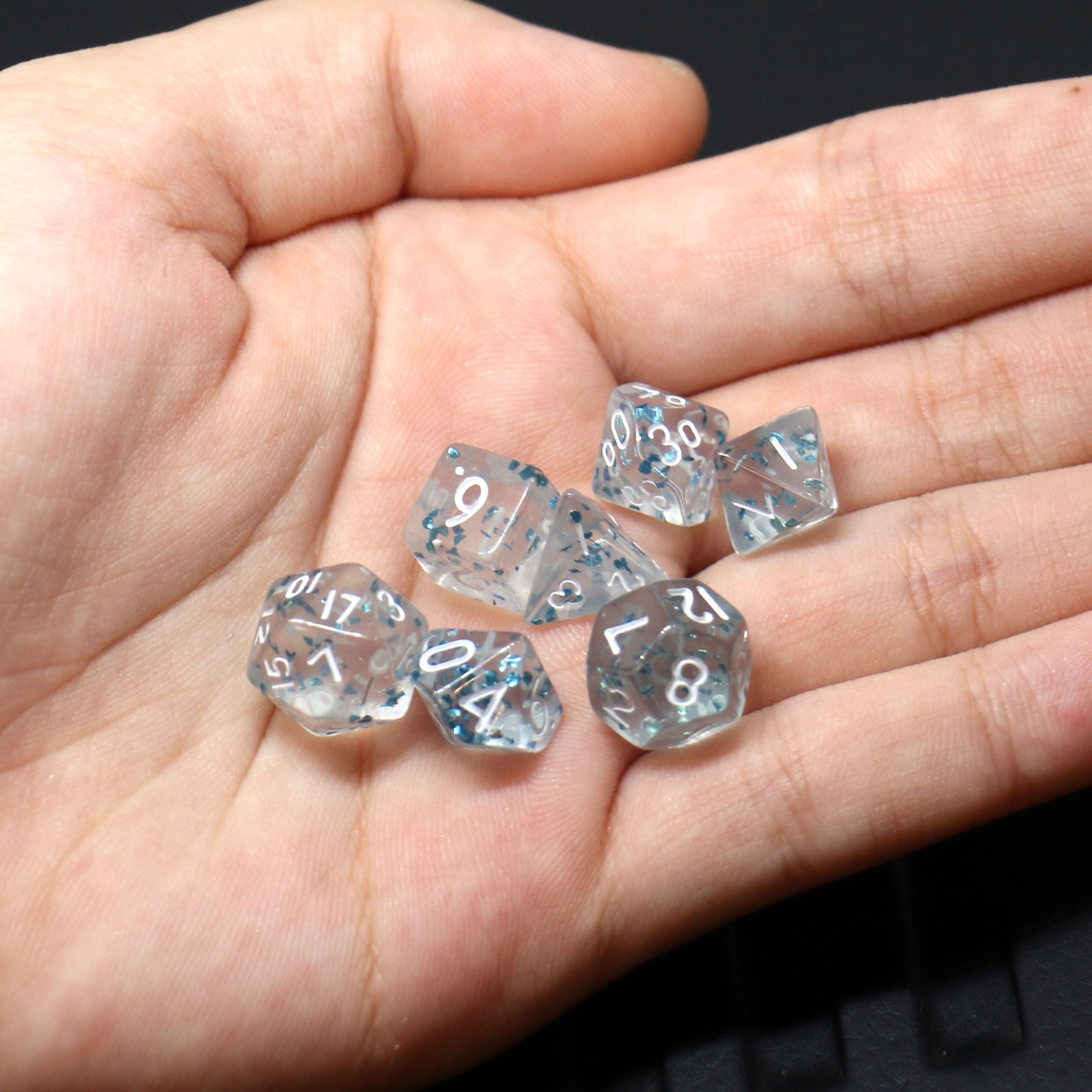 28pcs 4sets Acrylic Golden Foil Board Game Dice Polyhedral Table RPG Dice