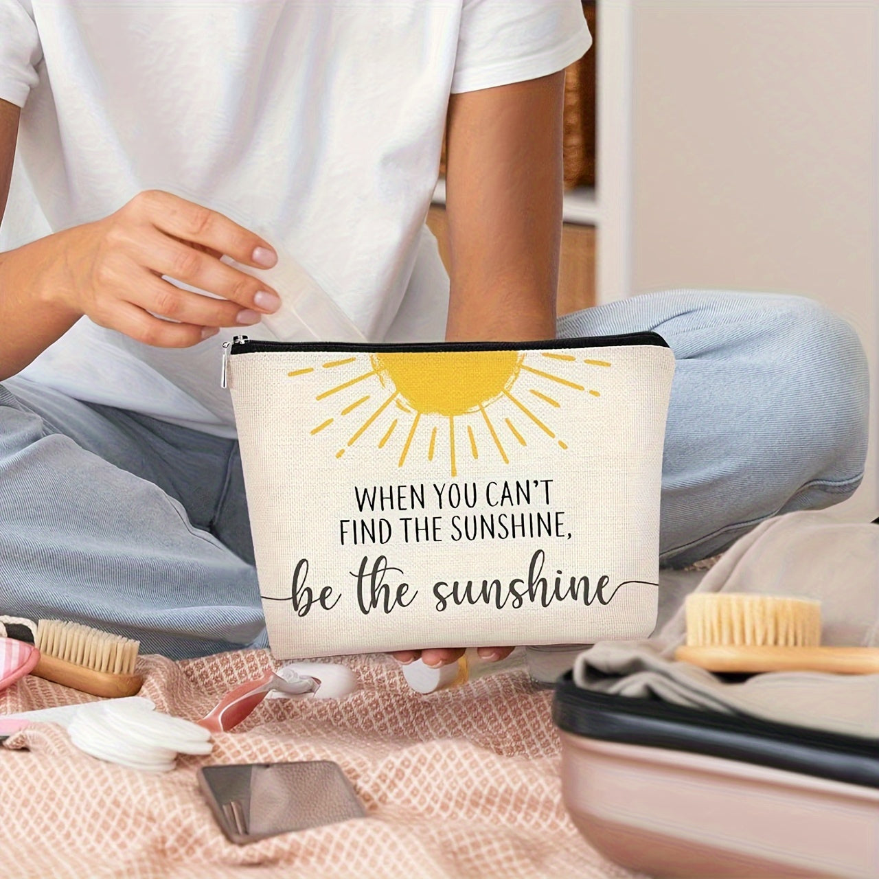 Unisex Sunshine Cosmetic Bag Zipper Travel Wash Bag