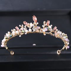 Bridal Rhinestone Pearl Headband Tiara Set