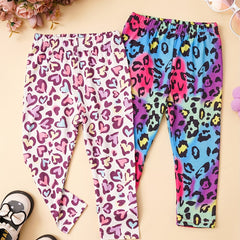 2pcs Baby Girl's Leopard Print Leggings Soft & Comfortable Trousers