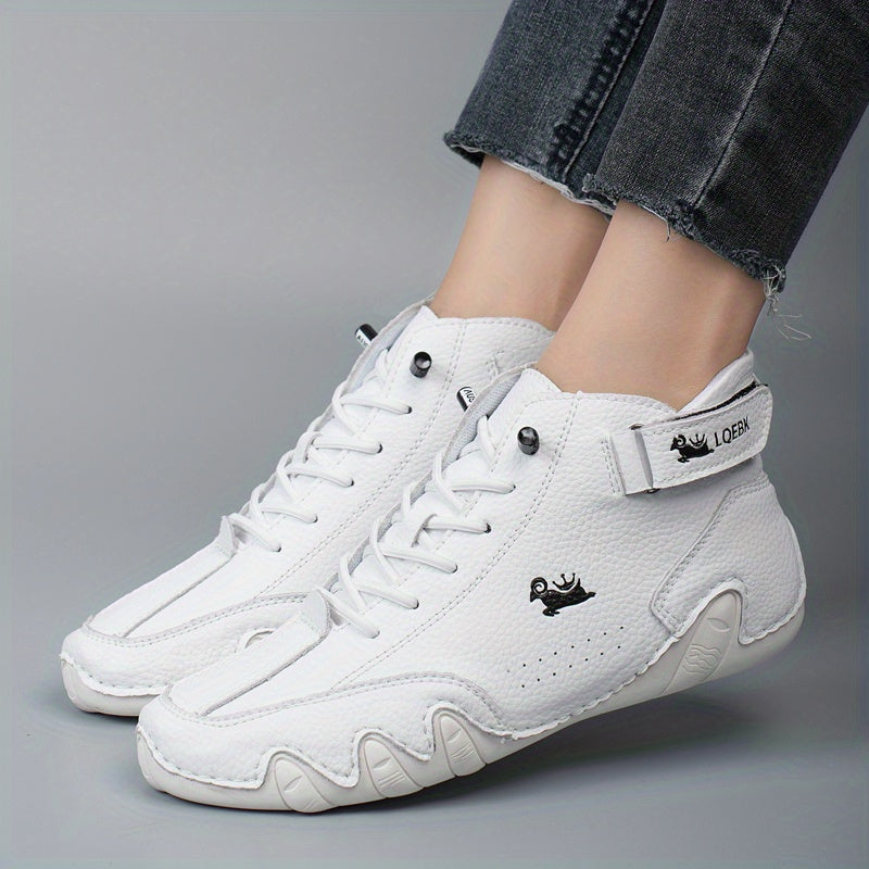 Women's Lace Up Ankle Boots - Faux Leather Sneakers