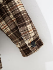 Boy Fleece Striped Corduroy Jacket Coat Fur Collar