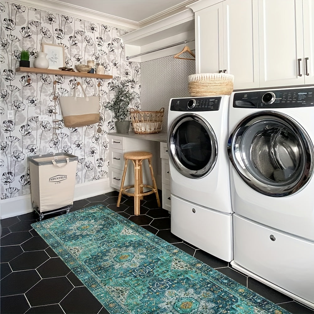 Boho Medallion Laundry Room Rug Runner Non Slip Vintage