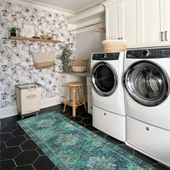 Boho Medallion Laundry Room Rug Runner Non Slip Vintage