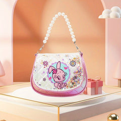 Girls Rabbit Handbag Sequin Underarm Bag Faux Pearl Handle