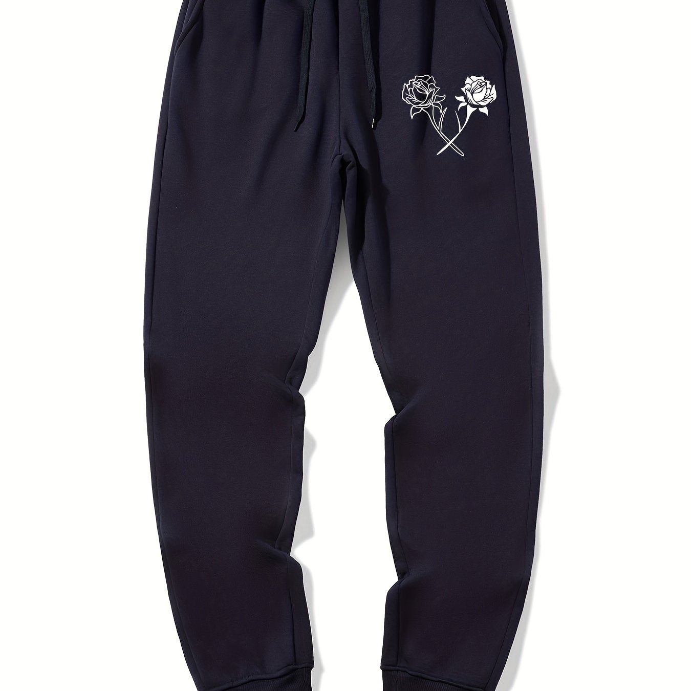 Dual Roses Casual Stretch Graphic Drawstring Joggers Men's Sweatpants
