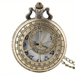 Vintage Bronze Astronomical Round Pointer Quartz Pocket Watch