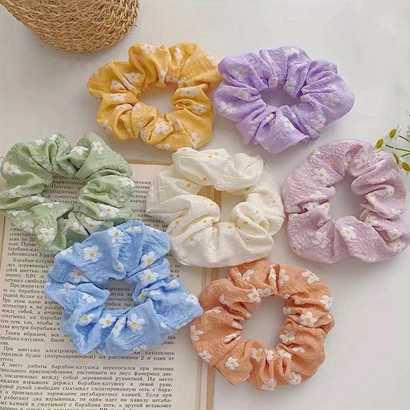 7pcs Floral Hair Bands Hair Ties for Girls