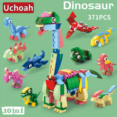Uchoah 10 in 1 Mini Dinosaur Building Block Set Christmas Gift Assembly Toys
