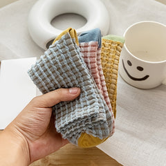 5 Pairs Plaid Textured Socks Comfy & Breathable Women's Stockings