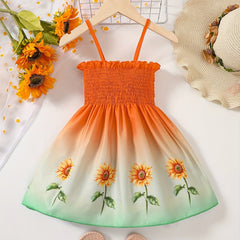 Toddler Girls Gradient Sunflower Cami Princess Dress