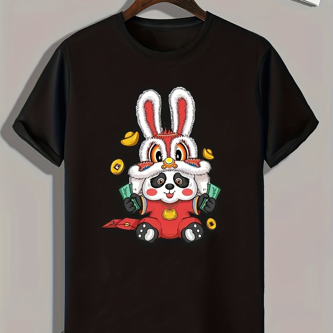 Panda Print Men's Graphic T shirt Casual Comfy Tees For Summer