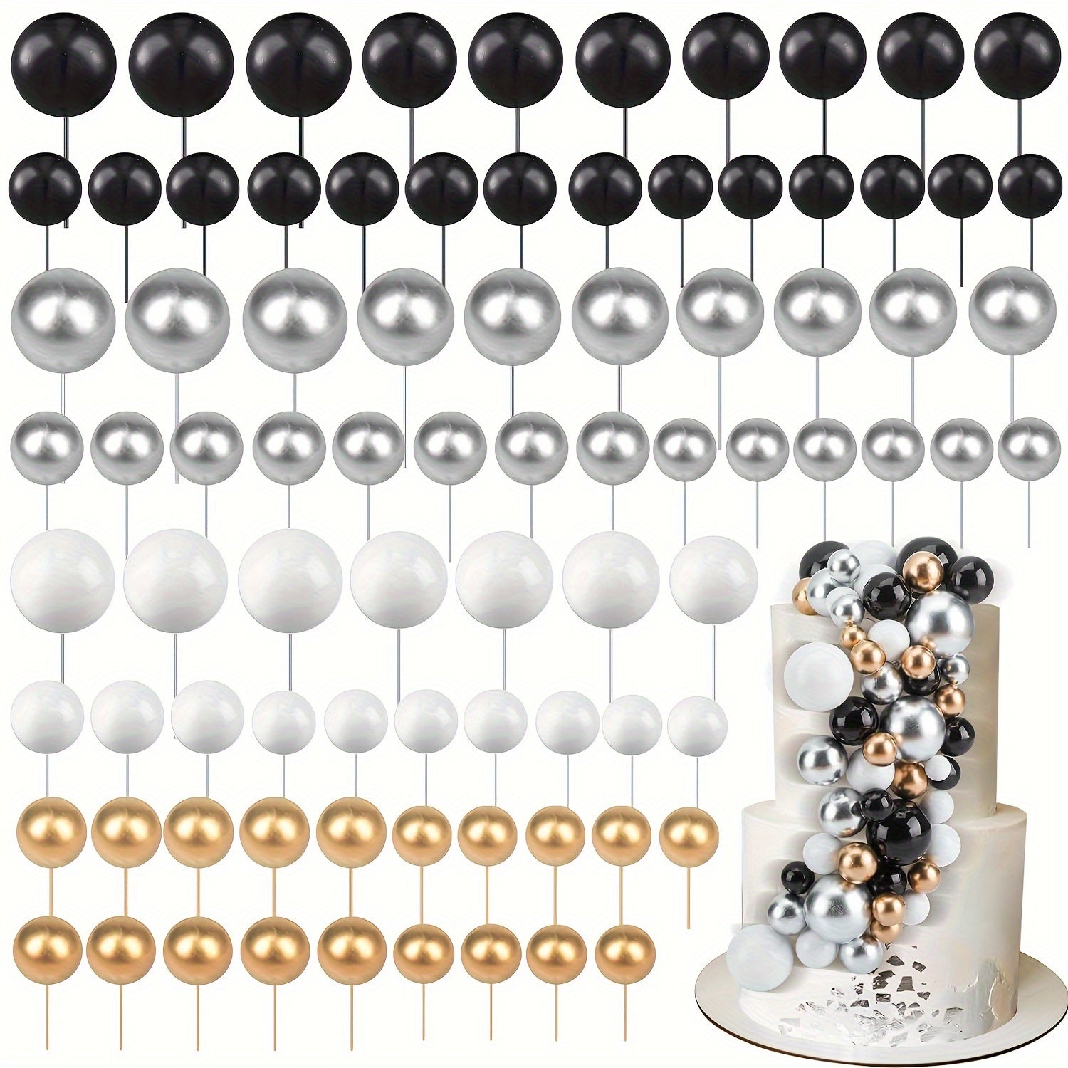 108pcs Cake Insert Topper Foam Cake Ball Baking Decoration
