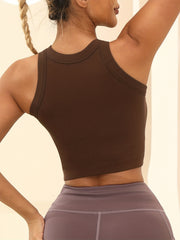 Women's Sleeveless Sport Tank Top With Built-In Bra Yoga Crop Top