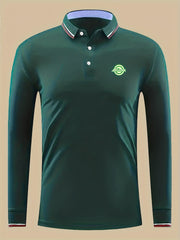 Symbol Print Men's Casual Button Up Lightweight Polo Shirt