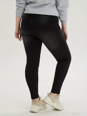 Casual Jeans Women's High Stretch Tapered Leg Washed Jeans