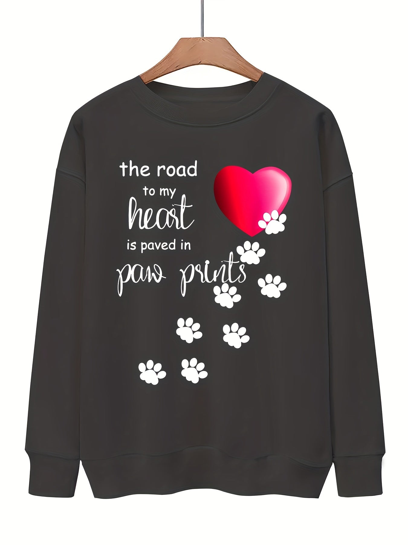 Dog Footprint & Letter Print Sweatshirt for Women