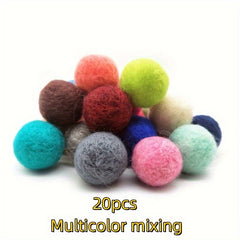 20pcs Felt Pom Poms 2 cm Wool Felt Balls Multiple Colors Bulk Small Puff