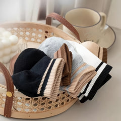 4 Pairs Striped Shorts Socks Pack Women's Stockings