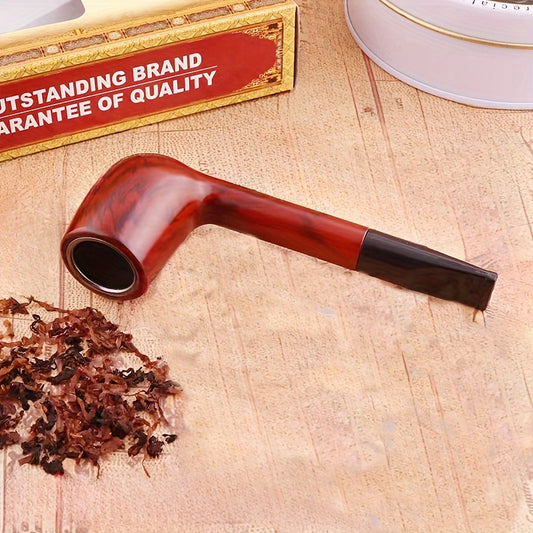 Resin Solid Wood Carved Smoking Tube Curved Handle Wooden Smoking Tube