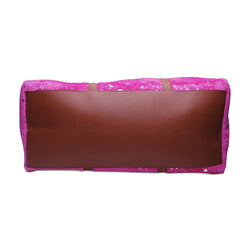 Pink Plush PU Leather Travel Duffle Weekend Handbag Clutch Wrist Bag