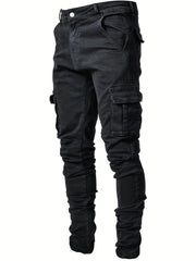 Men's Skinny Fit Cargo Pants with Flap Pocket