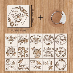 16pcs Bee Stencil 15 Reusable Honeycomb Template With Metal Open Ring
