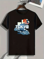 Tokyo Pattern Print Men's Comfy Sports T-shirt