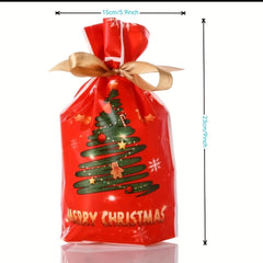 10pcs Christmas Drawstring Bags for Candies, Small Christmas Gifts, and Wrapping