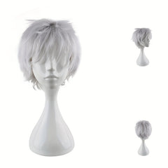 Men's 12in Anime Short Wig Cosplay Party Fiber Wig