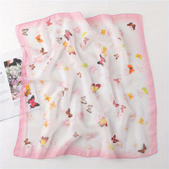 Butterfly Printed Square Scarf Silk Thin Headband Breathable Hair Wrap