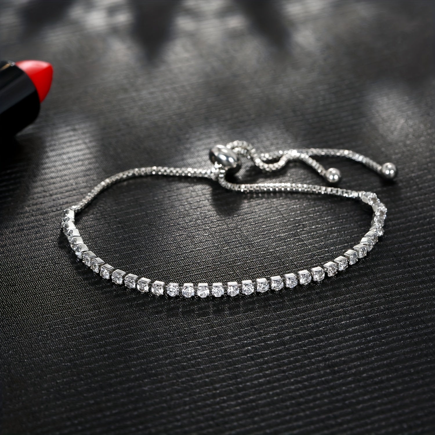 Adjustable Rhinestone Tennis Chain Bracelet Women Hand Jewelry 1 Pc