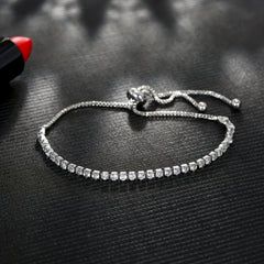 Adjustable Rhinestone Tennis Chain Bracelet Women Hand Jewelry 1 Pc