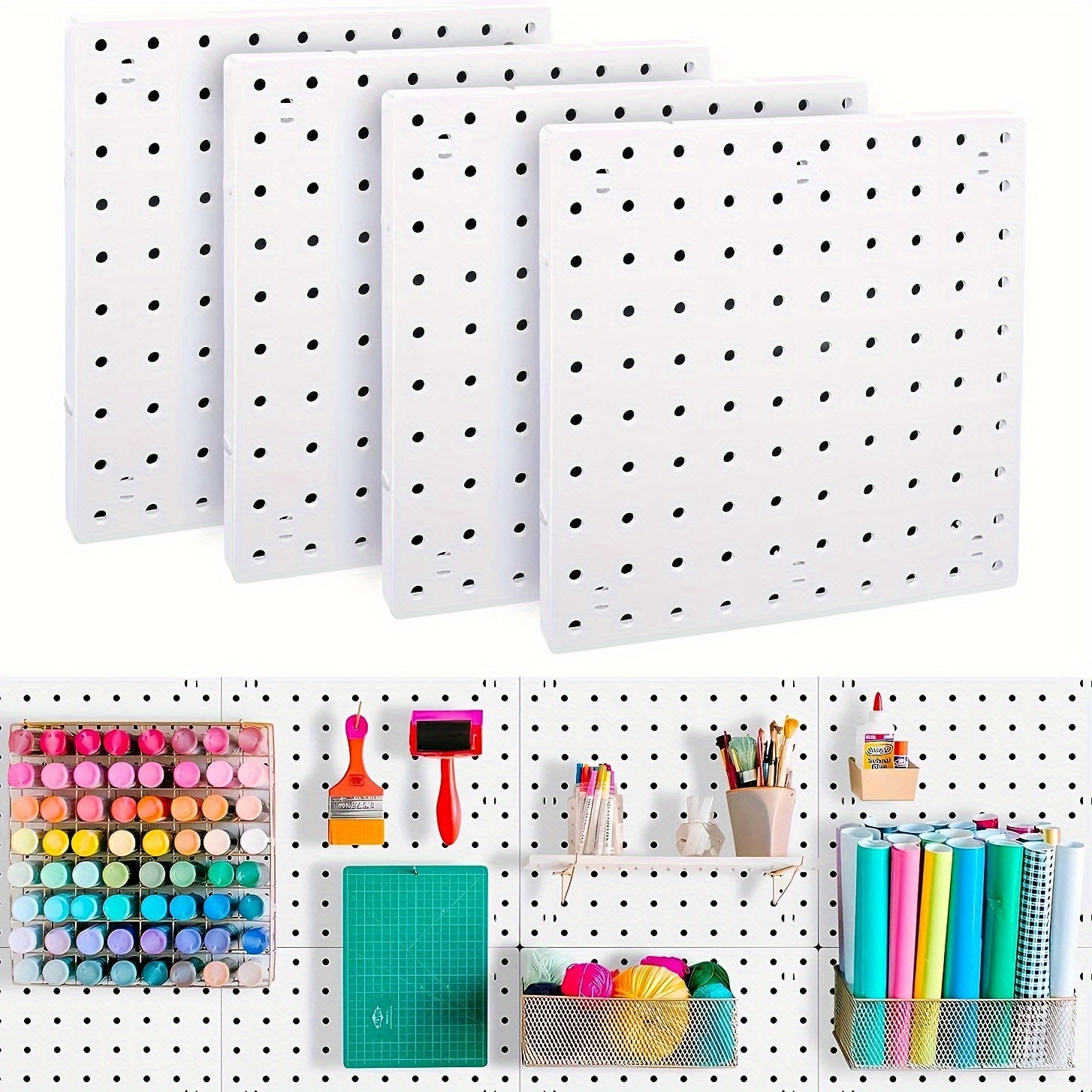 1pc Plastic Pegboard With 1 Inch Hole Spacing Storage Rack