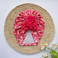 Baby Floral Pattern Beanie with Pearl Decoration