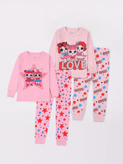 Star Girls Graphic Long Sleeve Pajama Set Soft and Cozy Sleepwear