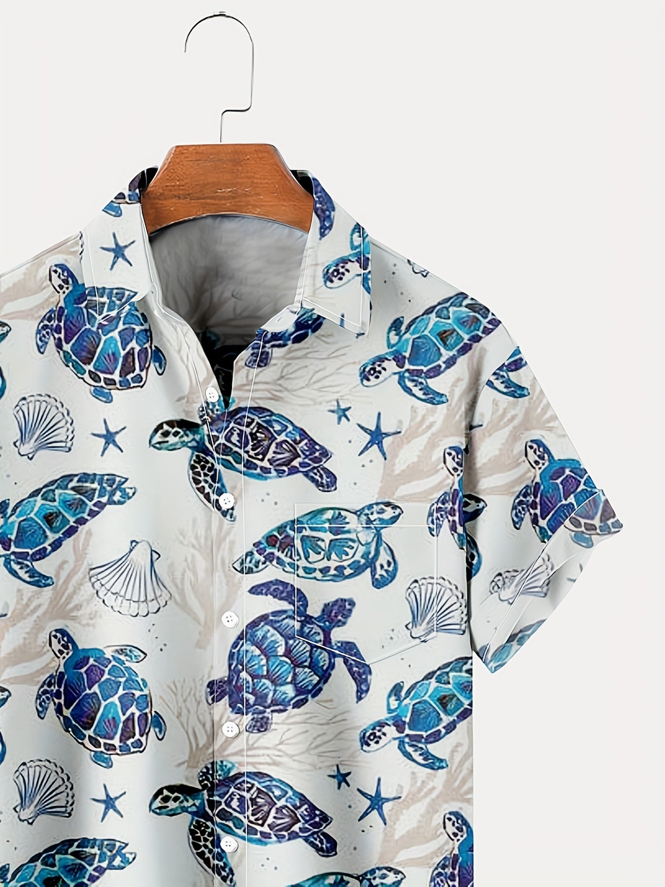 Hawaiian Style Turtle Print Men's Short Sleeve Shirt