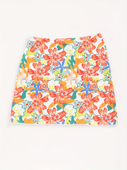 Floral Print Sexy Cover Up Skirt Ring Linked Split Beachwear Cover Up Skirt