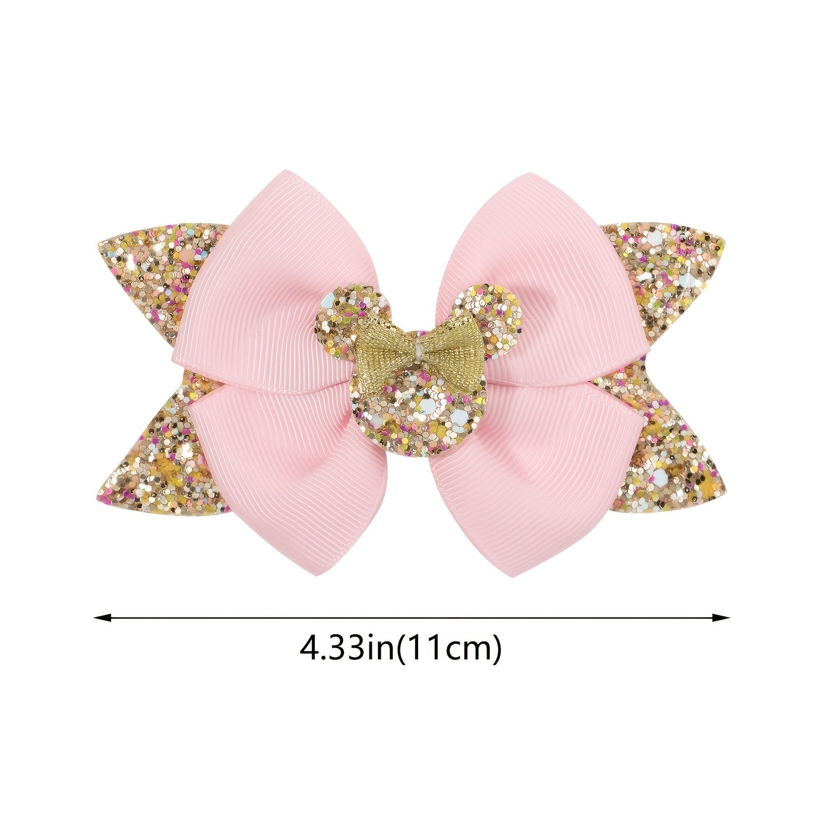 4pcs Sequin Mouse Bow Hair Clips for Girls