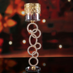 Modern Glass Crystal Candlestick Metal Holder