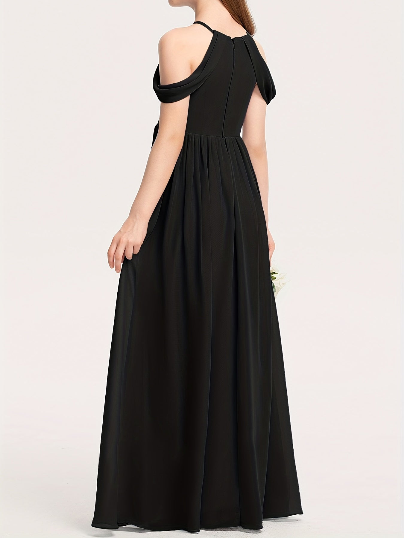Girls Cold Shoulder Bridesmaid Dress For Wedding Evening