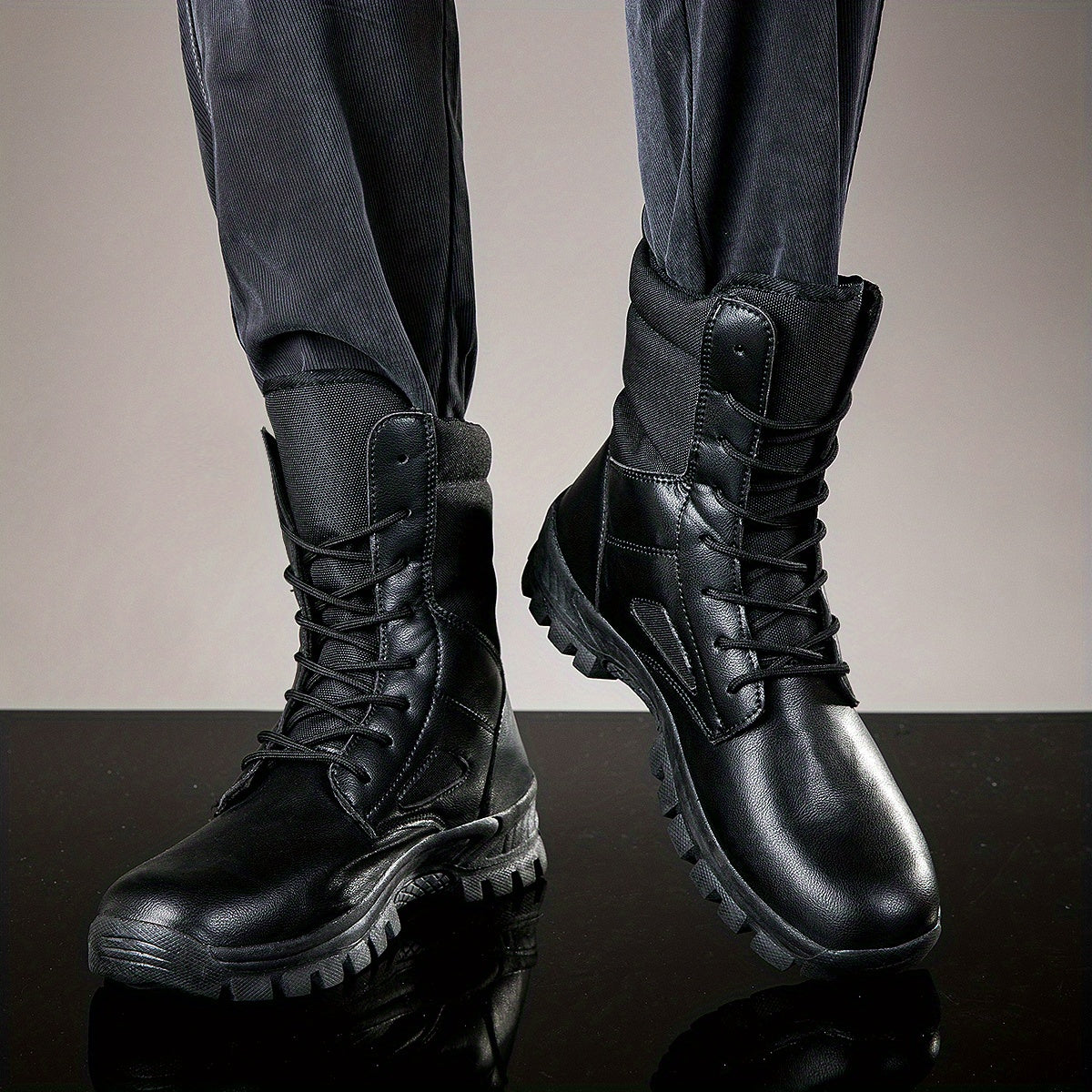 Men's Large Size Mid Calf Boots - Outdoor Hiking Mountaineering