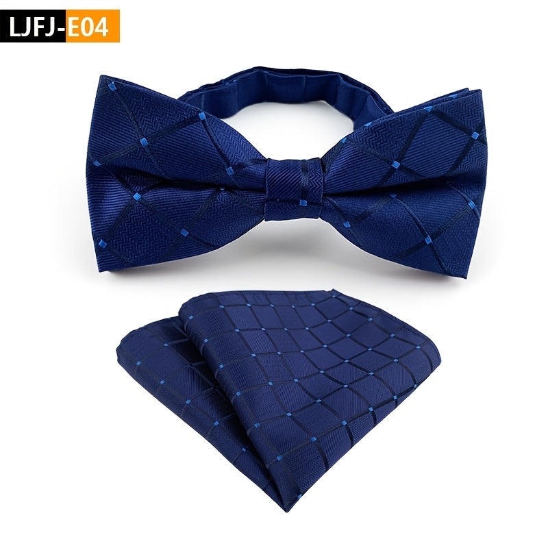 Men's Paisley Bow Tie Pocket Square Set Jacquard Fabric Wedding Formal