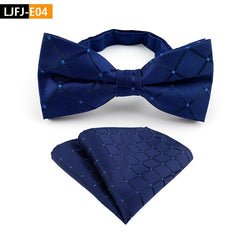 Men's Paisley Bow Tie Pocket Square Set Jacquard Fabric Wedding Formal